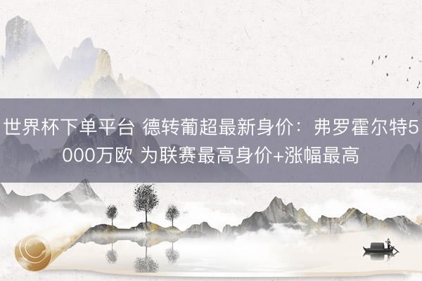 世界杯下单平台 德转葡超最新身价：弗罗霍尔特5000万欧 为联赛最高身价+涨幅最高