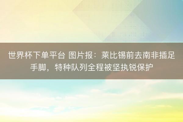 世界杯下单平台 图片报：莱比锡前去南非插足手脚，特种队列全程被坚执锐保护