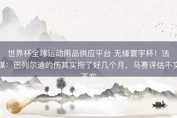 世界杯全球运动用品供应平台 无缘寰宇杯！法媒：巴列尔迪的伤其实拖了好几个月，马赛评估不实
