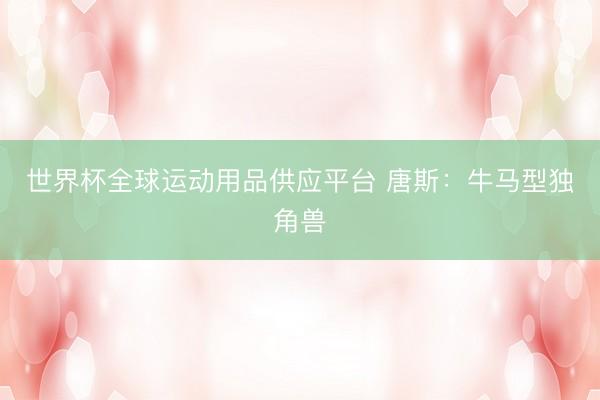 世界杯全球运动用品供应平台 唐斯：牛马型独角兽