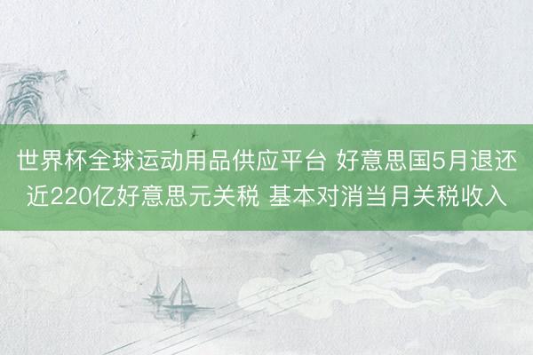 世界杯全球运动用品供应平台 好意思国5月退还近220亿好意思元关税 基本对消当月关税收入