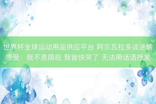 世界杯全球运动用品供应平台 阿尔瓦拉多谈逆转感受：我不思荫庇 我皆快哭了 无法用话语抒发