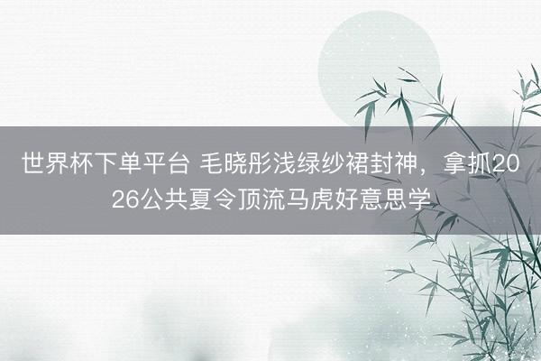 世界杯下单平台 毛晓彤浅绿纱裙封神，拿抓2026公共夏令顶流马虎好意思学