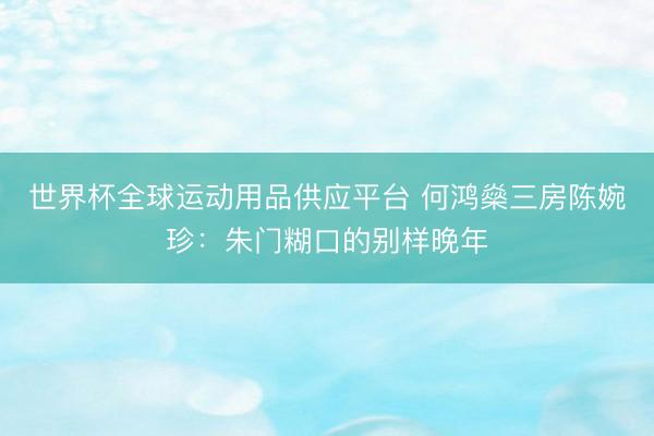 世界杯全球运动用品供应平台 何鸿燊三房陈婉珍：朱门糊口的别样晚年