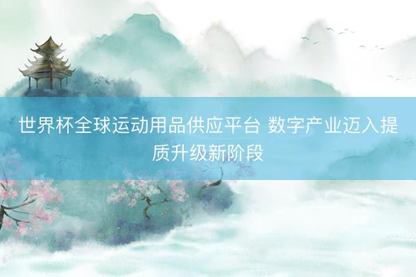 世界杯全球运动用品供应平台 数字产业迈入提质升级新阶段