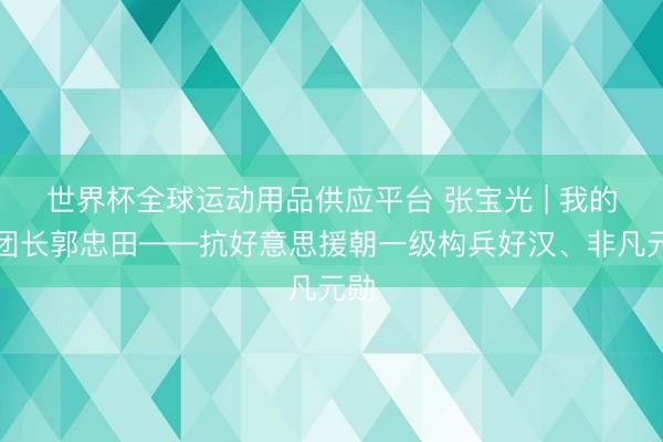 世界杯全球运动用品供应平台 张宝光 | 我的老团长郭忠田——抗好意思援朝一级构兵好汉、非凡元勋